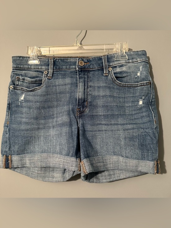 cosmic blue love Pants - Women's Cosmic Blue Love Distressed Denim Shorts